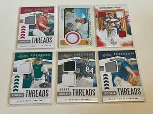 lot 42D image: 6 Card Baseball Rookie Relic Patch Lot