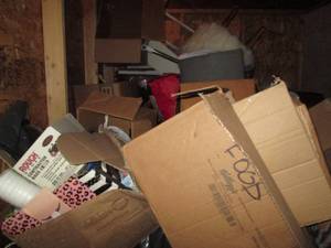 lot 02 image: Abandoned stored goods in unit A4 6x9.  Buyer MUST remove All Contents and leave behind any personal items found.