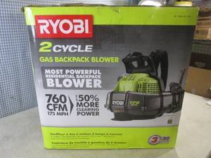 lot 3 image: (EC1) Ryobi 2 Cycle Gas Backpack Blower - Open Box