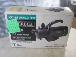 lot 33 image: (G-1) Everbilt 12 HP Portable Utility  Sprinkler Pump - Open Box