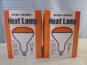 lot 59 image: (CS) 2 Shatter Resistant Red Heat Lamp Bulbs 120-Volt  250Watt