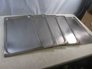 lot 69 image: (EW5) 5 Stainless Steel Steam Table Pan Covers 21 x 13