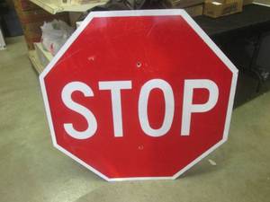 lot 101 image: (BR1) Retired STOP Street Sign 36 x 36