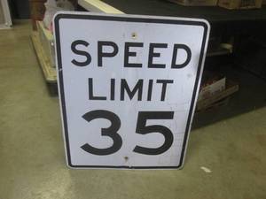 lot 103 image: (BR1) Retired SPEED LIMIT 35 Street Sign 30 x 24