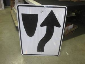 lot 104 image: (BR1) Retired Directional KEEP RIGHT Street Sign 30 x 24