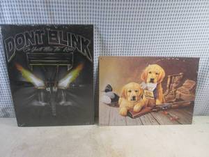 lot 108 image: (EC1) 2 Tin Signs - NHRA Dont Blink 16 x 12 12 and Hunting Puppies - 16 x 11 12