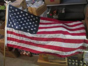 lot 109 image: (H-2) 3 ft x 5 ft American Flag with Pole