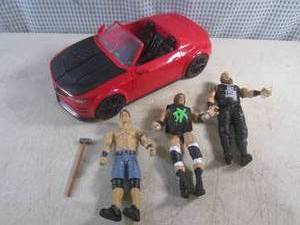 lot 115 image: (CS) WWE Wrekkin Slam Mobile with Sledge Hammer and Wrestler Figures Braun Strowman, Triple H and John Cena