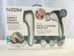 lot 137 image: (CS) Nizoni Compact Therapy Massager and Facial Cleansing Brush Set