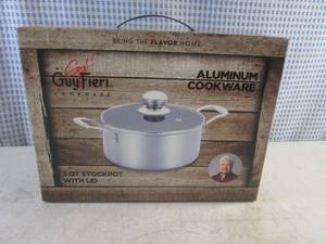 lot 144 image: (BS) Guy Fieri Aluminum 3 Qt Stockpot with Lid