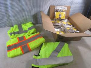 lot 168 image: (EW3) 12 - 5-Pack Firm Grip Reusable Face Masks and 3 Reflective Safety Vests Sizes LXL  XL  One Size Fits Most