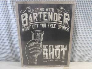 lot 197 image: (G-1) Sleeping With The Bartender... Tin Sign 16 x 12 12 New In Wrap