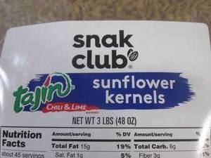 lot 240 image: (BR3) 3 Pound Bag of Tajin Chili & Lime Sunflower Kernels Best by March 2024