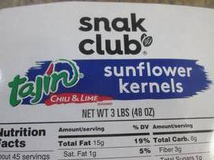 lot 241 image: (BR3) 3 Pound Bag of Tajin Chili & Lime Sunflower Kernels Best by March 2024