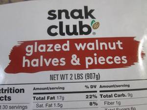 lot 242 image: (BR3) 2 Pound Bag of Glazed Walnut Halves & Pieces Best by March 2024