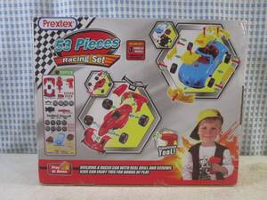 lot 256 image: (CSB) Prextex 53pc 2-In-1 Building Vehicle Racing Set - 4 Models