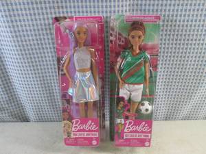 lot 279 image: (CSB) 2 Barbies You Can Be Anything - Pop Star and Soccer Player