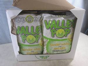 lot 293 image: (A-4T) Case of 6 Bags Valley Pop Tender White with Sea Salt Popcorn 6.5oz Past Date