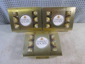 lot 329 image: (B-1) 3 Ferrero Rocher Fine Hazelnut Chocolates 5.3oz Best by March 2024