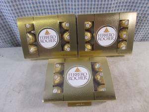 lot 330 image: (B-1) 3 Ferrero Rocher Fine Hazelnut Chocolates 5.3oz Best by March 2024