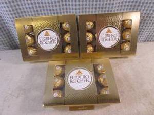 lot 331 image: (B-1) 3 Ferrero Rocher Fine Hazelnut Chocolates 5.3oz Best by March 2024