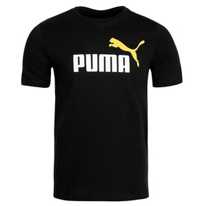 lot 175 image: NEW Puma Mens Essential Logo Tee - BlackWhiteOrange - XL