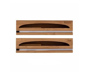 lot 233 image: Seville Classics Bamboo Food Wrap Dispenser 2-piece Set