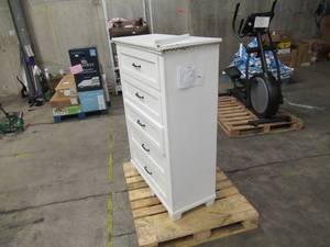 lot 103 image: Samson International Rose 5 Drawer Chest - White - DAMAGED