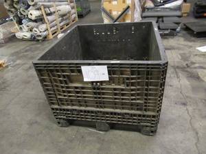 lot 109 image: HEAVY DUTY Used Collapsible Thick Plastic Pallet Storage Bin - Dirty