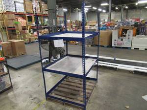 lot 111 image: Adjustable Blue Metal Frame Built to Fit Onto Pallets - Perfect for Projects