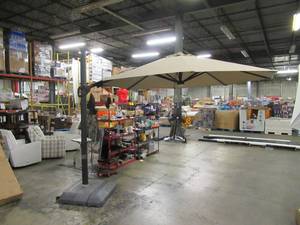 lot 124 image: Seasons Sentry 10 Round Solar LED Cantilever Umbrella - Beige - Missing 14 of Base