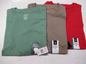 lot 305 image: NEW 3 Pack of Members Mark Mens Essential Crewneck Short Sleeve T-Shirts (RedGreenBrown) - 3XL