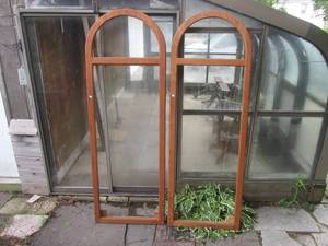 (GRN) 2 Large Wood Wallmount Arched...