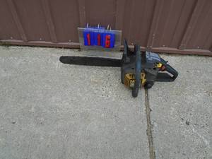 McCoullgh 3216 chainsaw. Used condition. Fires on ether. Not tested further. As shown.