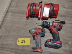 lot 88 image: Milwaukee 18 Volt Drill, Driver, & ...