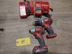 lot 89 image: Milwaukee 18 Volt Drill, Driver, & ...