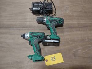 lot 93 image: Hitachi 18 Volt Drill, Driver, & Ch...