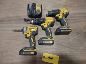 lot 94 image: Dewalt 20 Volt (2) Drills, Driver, ...