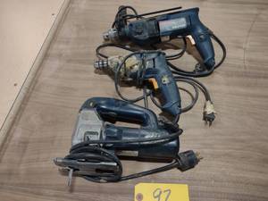 lot 97 image: Bosch Jig Saw & (2) Drills...