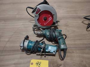 lot 98 image: Circular Saw & (2) Drills...