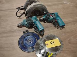 lot 99 image: Circular Saw, Extra Blade, & (2) Dr...