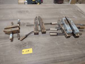 lot 119 image: (5) Wood Clamps, 8-16...