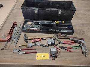 lot 134 image: Tool Box with Assorted Tools...