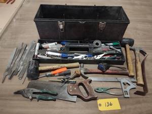 lot 136 image: Tool Box with Assorted Tools...