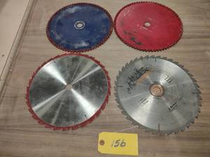 lot 156 image: (4) 12 Saw Blades, 1 Arbor...