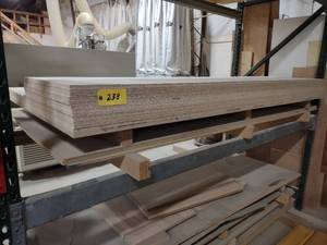 lot 238 image: (4) 4x8x12 White Melamine, (8) 25...