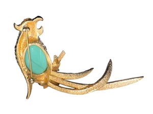 lot 25 image: Highly sought after Vintage 1960s Signed Marcel Boucher Colorful Rhinestone Parrot Bird Brooch