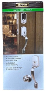 lot 50 image: Entry Door Handle & Knob Set Defiant Castle Satin Nickel Finish Grade 3 Security lot of 10