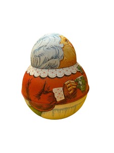 lot 132 image: Vintage Christmas Mrs. Claus Roly Poly Tin by Bristol Ware Chein Industries (1981)