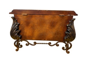 lot 97 image: Vintage Baers Furniture Decorative Wooden Box with Metal Accents
